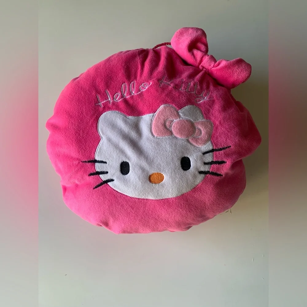 Hello Kitty Decorative Round Pink Pillow Plushie Hand-warmer